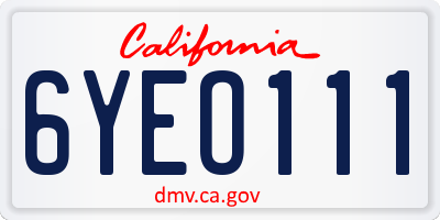 CA license plate 6YEO111