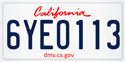 CA license plate 6YEO113