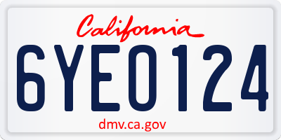 CA license plate 6YEO124