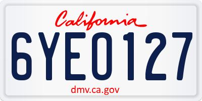 CA license plate 6YEO127