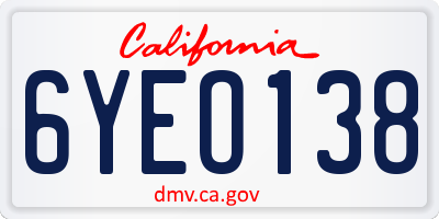 CA license plate 6YEO138