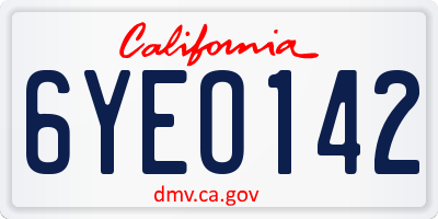 CA license plate 6YEO142