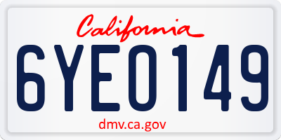 CA license plate 6YEO149