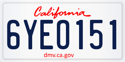 CA license plate 6YEO151