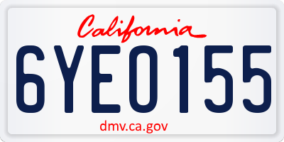 CA license plate 6YEO155