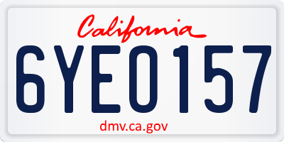 CA license plate 6YEO157