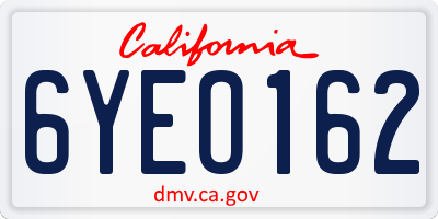CA license plate 6YEO162