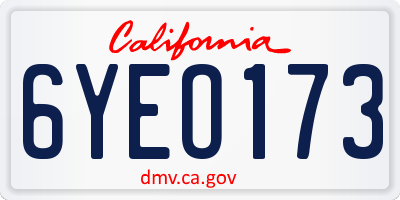 CA license plate 6YEO173
