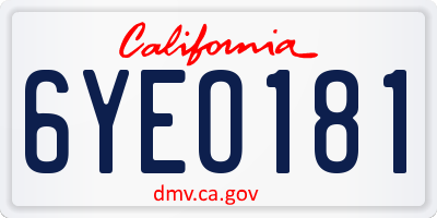 CA license plate 6YEO181