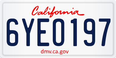 CA license plate 6YEO197