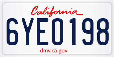 CA license plate 6YEO198