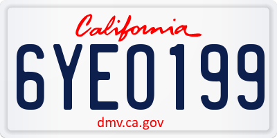 CA license plate 6YEO199