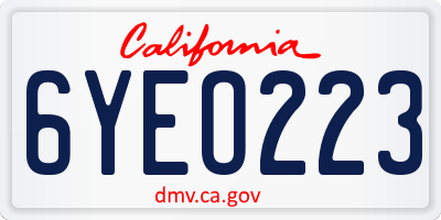 CA license plate 6YEO223