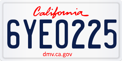 CA license plate 6YEO225