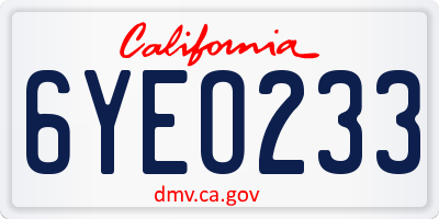 CA license plate 6YEO233