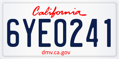 CA license plate 6YEO241