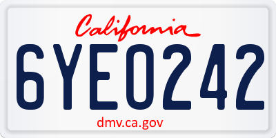 CA license plate 6YEO242