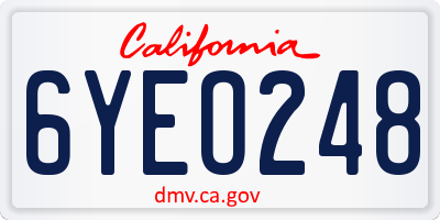 CA license plate 6YEO248