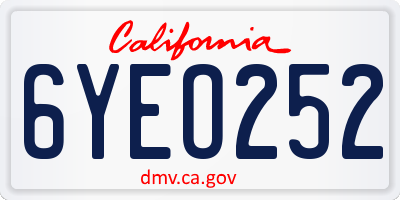 CA license plate 6YEO252