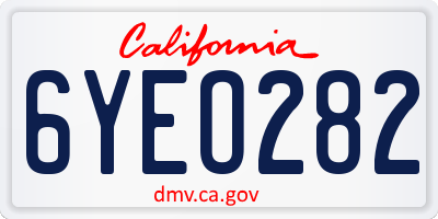CA license plate 6YEO282