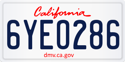 CA license plate 6YEO286