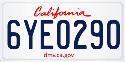 CA license plate 6YEO290