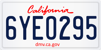 CA license plate 6YEO295