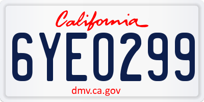 CA license plate 6YEO299