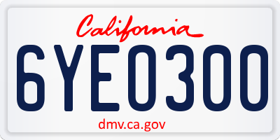 CA license plate 6YEO300