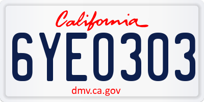 CA license plate 6YEO303