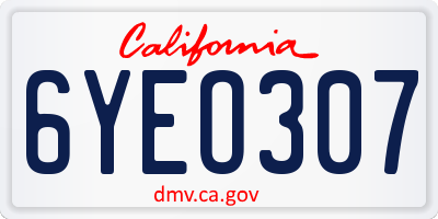 CA license plate 6YEO307