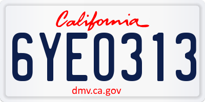 CA license plate 6YEO313