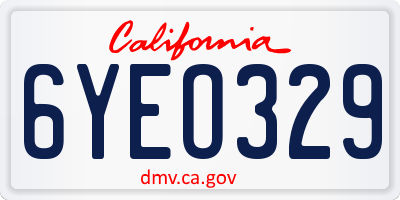 CA license plate 6YEO329