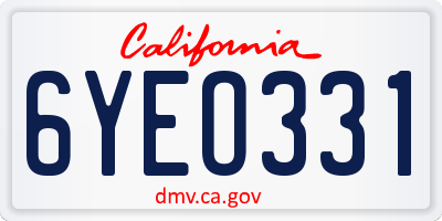 CA license plate 6YEO331
