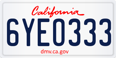 CA license plate 6YEO333