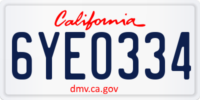 CA license plate 6YEO334
