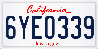 CA license plate 6YEO339