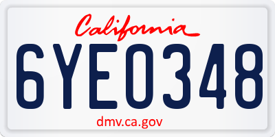 CA license plate 6YEO348