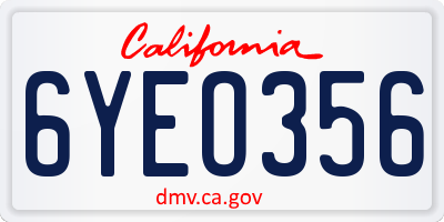 CA license plate 6YEO356