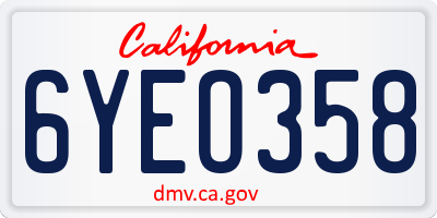 CA license plate 6YEO358