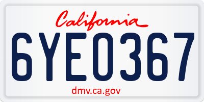 CA license plate 6YEO367