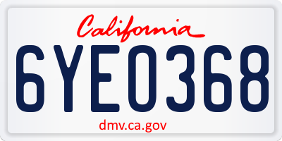 CA license plate 6YEO368