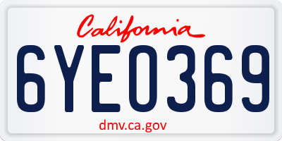 CA license plate 6YEO369