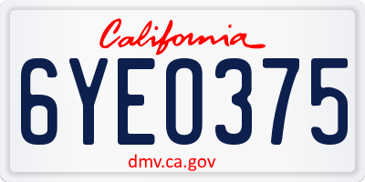 CA license plate 6YEO375