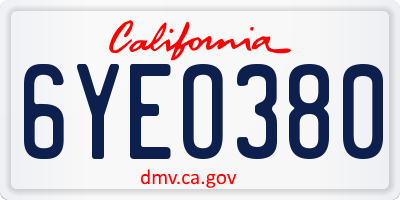 CA license plate 6YEO380