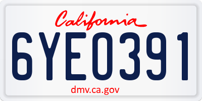 CA license plate 6YEO391