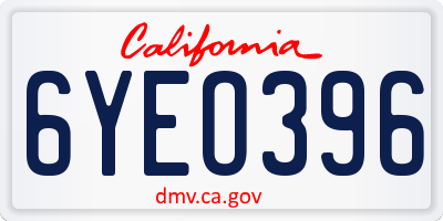 CA license plate 6YEO396
