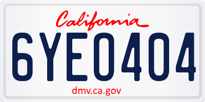 CA license plate 6YEO404