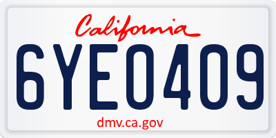 CA license plate 6YEO409