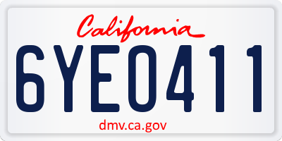 CA license plate 6YEO411